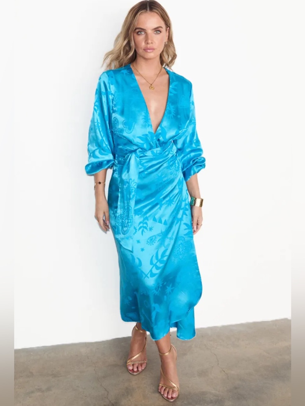NWT Never Fully Dressed Vienna Sundazed Summer Printed Wrap Midi Dress Sz 4